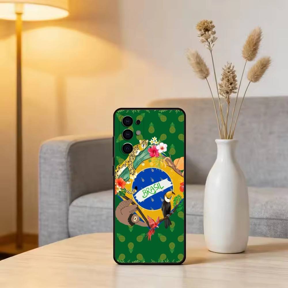 B-Brazil B-Brazilian Flag Phone Case For Samsung S25,S24,S21,S22,S23,S30,Ultra,S20,Plus,Fe,Soft Silicone Black Cover