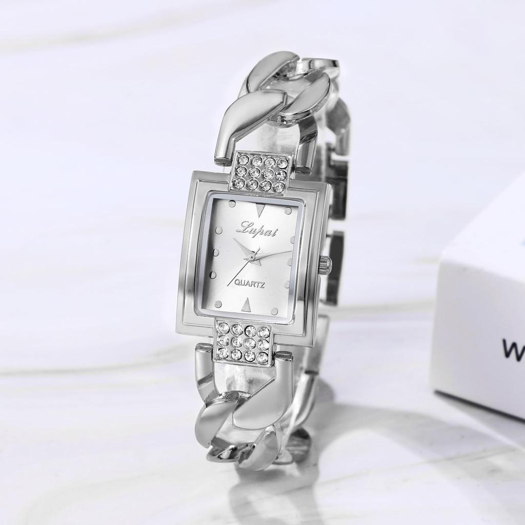 Orologio da polso da donna analogico quadrato con diamanti Bangle oro argento casual business moda orologio da donna accessori compleanno anniversario giorno giorno di Natale