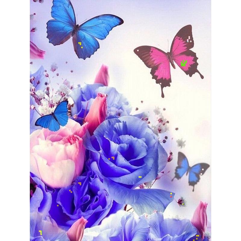 Full Round Diamond Painting Flower Butterfly Pictures Of Rhinestones Diamond Embroidery Animal Cross Stitch Home Decor
