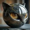 1 Stück Luxuriöse Schwarze Katze Stein Harz Skulptur - Elegante Statue mit Vulkangestein-Effekt und aufwendigem Marmormuster, Geschenk für Katzenliebhaber