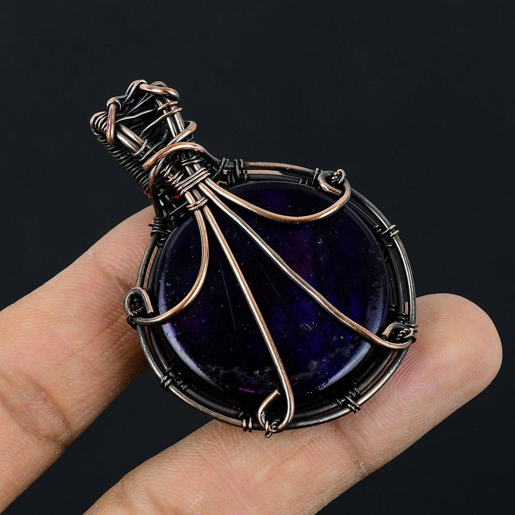 Purple Flash Labradorite Jewelry, 999 Copper Wire Wrapped Pendant Handmade Gemstone Jewelry, Gifts For Wife Brand New Pendant
