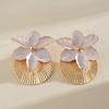 Shell Shape Floral Ear Studs Oil Drip Ear Pendant Orchid Flower Shell Earrings  Summer