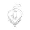European and American Luxury Shiny Rhinestone Necklace Earrings Set, Fashionable Zircon Necklace Earrings Two-piece Set, Bridal Jewelry.
