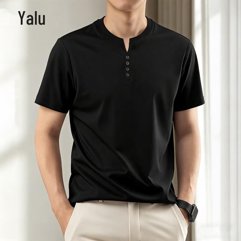 Yalu Men s V-Neck Business Casual Short Sleeve T-Shirt M