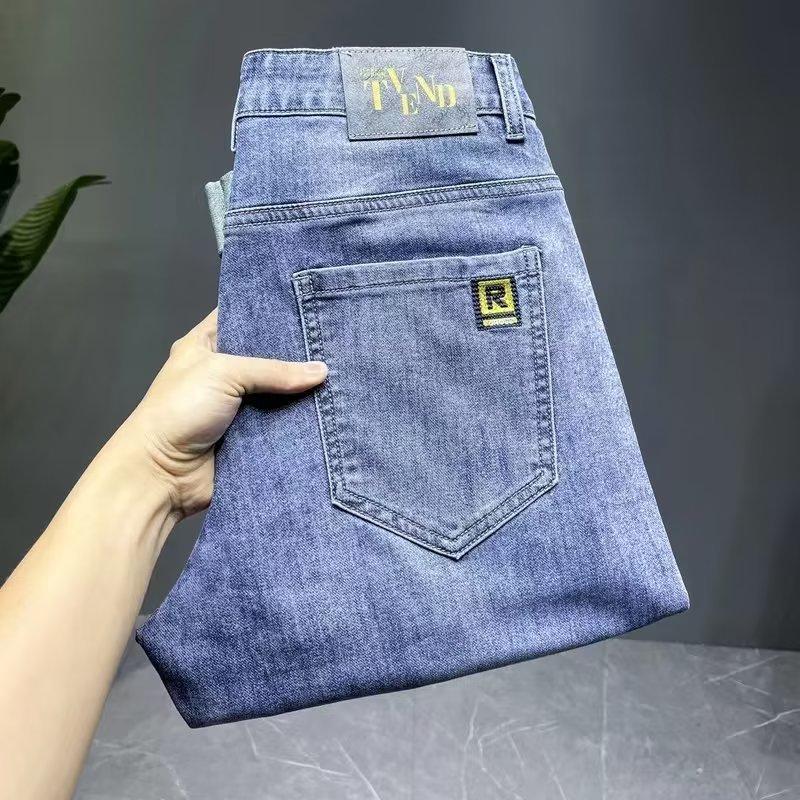 Light-colored Jeans Men's Summer Thin Korean Version Trendy Handsome and Versatile Casual Slim-fitting Small Feet Nine-point Long Pants