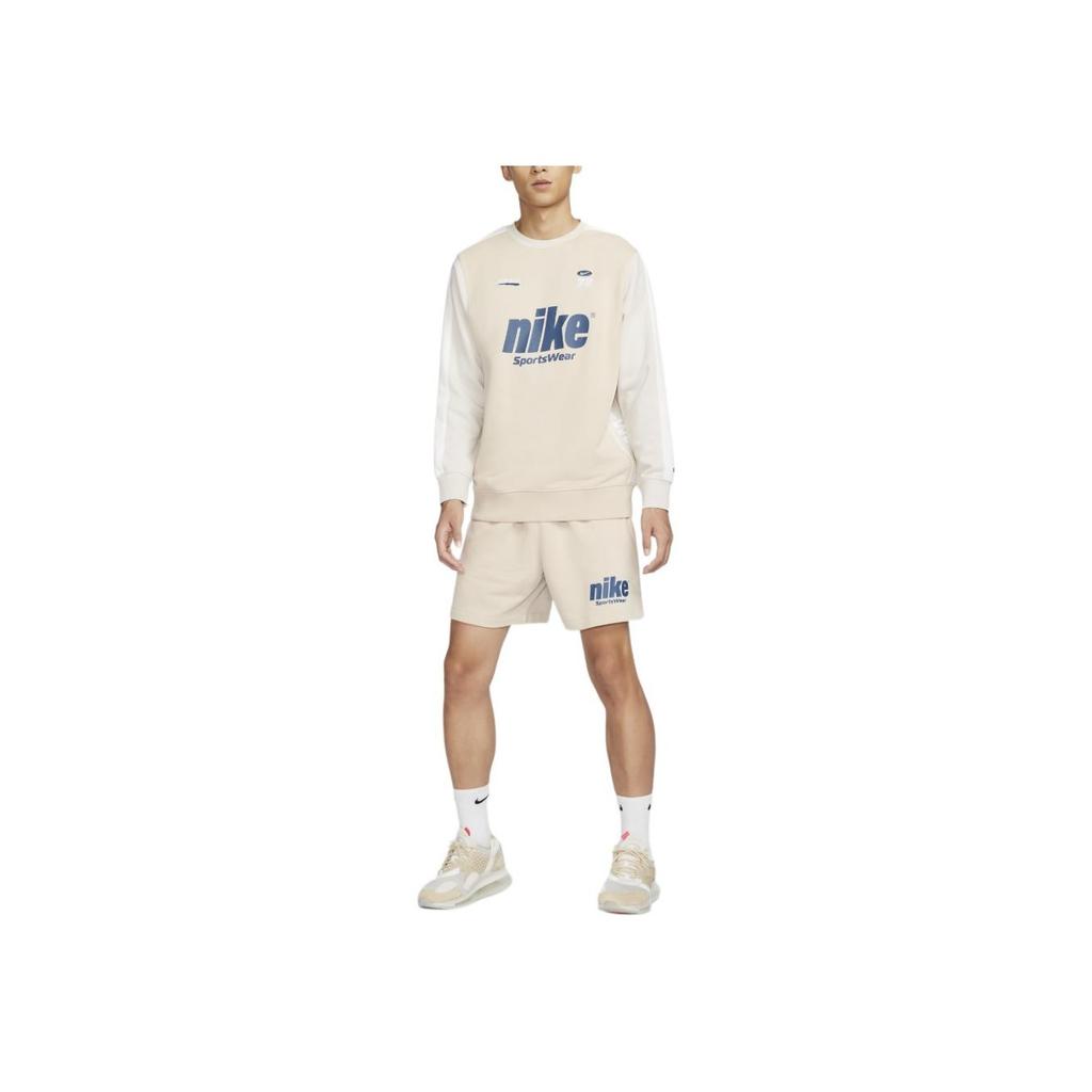 Nike Logo Casual Crew Neck Long Sleeve Sweatshirt Men Sweatshirt Beige HQ4949-126