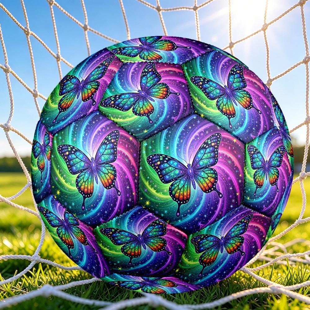 1pc Rainbow Butterfly Themed Soccer Ball, Size 5, Lightweight PVC Material, Outdoor Training Soccer Ball Gift. q622100
