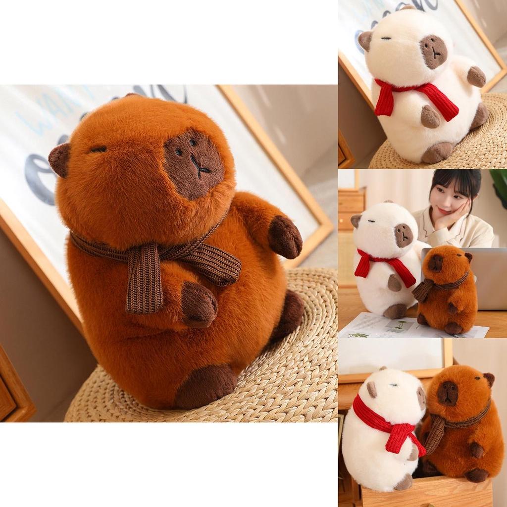 Adorable Capybara Plush Toy For Home Decoration And Cozy Pillow Gifts In White And Brown