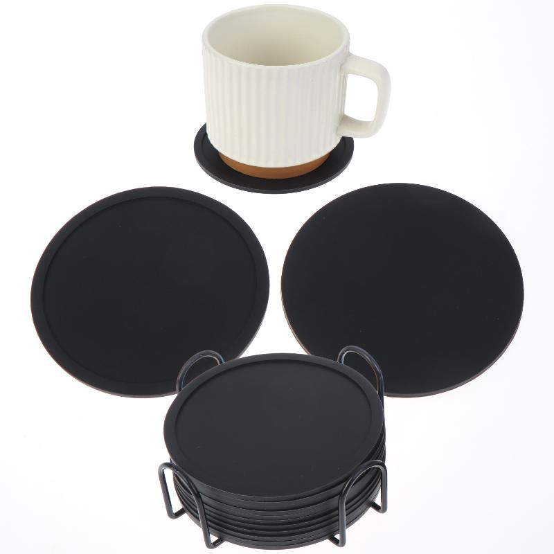 Durable Silicone Drink Coasters with Holder Non-Slip Reusable Cup Pads for Hot Cold Drinks Picnic BBQ Outdoor Daily Use