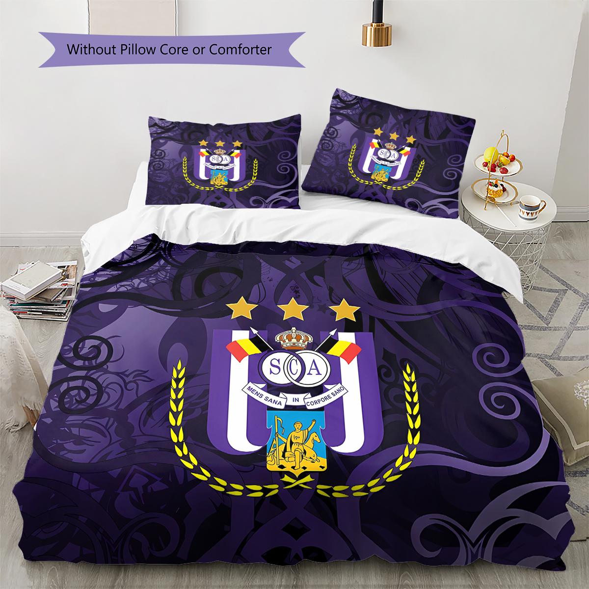 

Royal Sporting Club Anderlecht Pattern Bedding,Quilt Set Quilt Cover Pillowcase Home Birthday Gift (1 * duvet cover + 2 * pillowcase, without core) 135x200cm