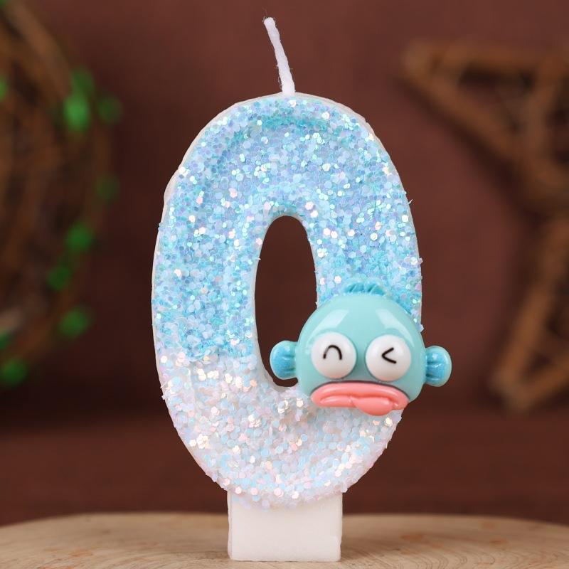 Ugly Fish Cartoon Number Birthday Candle Cake Decoration Holiday Birthday Celebration Handmade Candle 0-9diy