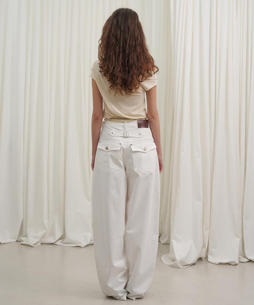 MARROT Curved Cotton Pants_White