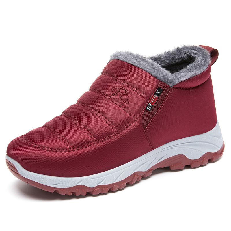 Fashion Winter Cotton Shoes, Waterproof Snow Boots With Plush And Thick Cotton Boots, Polyurethane Warm And Casual Walking Shoes Woman
