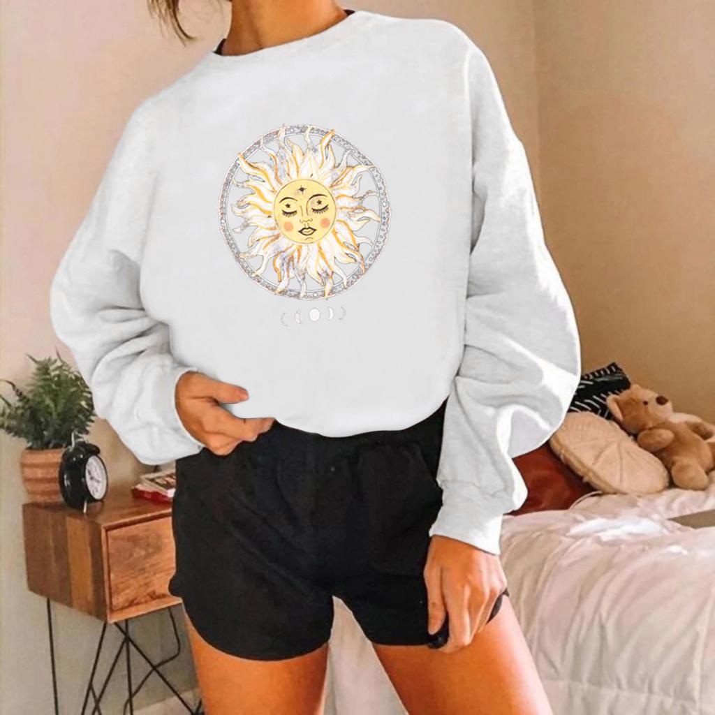 Women Casual Printing Long Sleeve Sweatshirt Pullover Tops Blouse