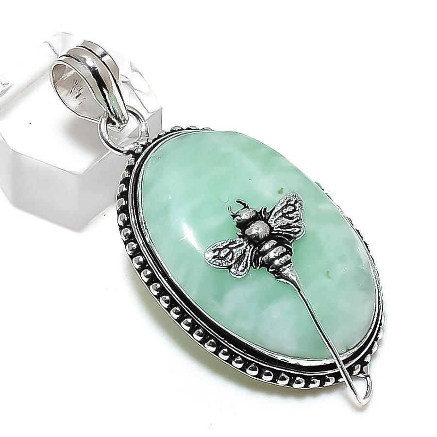 Amazonite Gemstone Handmade 925 Sterling Silver Gift Jewelry Pendant 2.17" O4t20