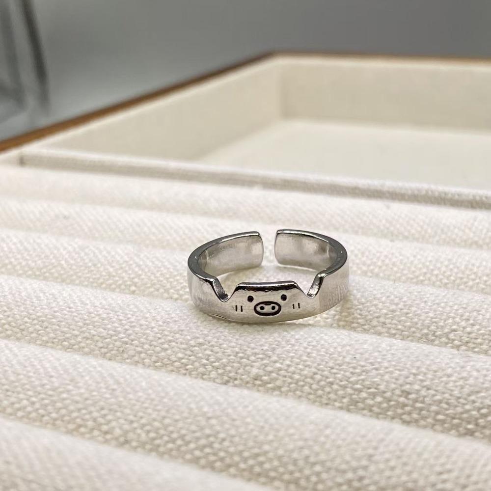 Cute Dog Cat Opening Ring Dull Polish Valentine's Day Gift Unique Animal Couple Ring  Women Men