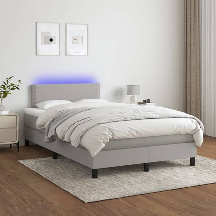 VidaXL Slat Bed Base with Mattress and LED, Upholstered Bed, Double Bed, Adult Bed for Interior Bedroom, 3133061