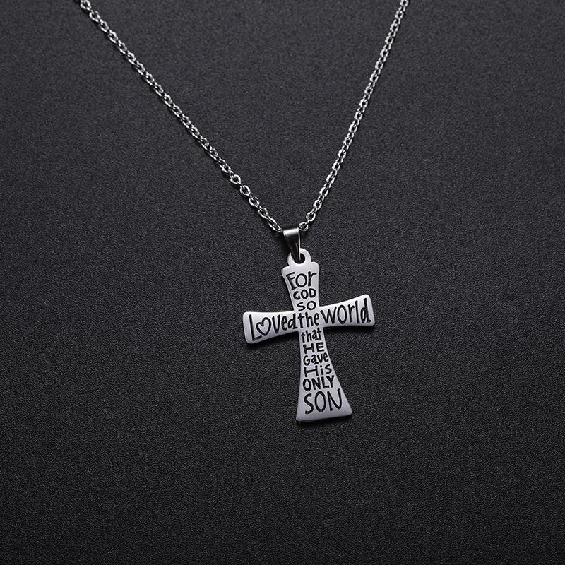 Cazador Trendy Religious Jesus Cross Pendant Necklace Gold Color Stainless Steel Chain Necklaces For Unisex Hollow Jewelry Gift