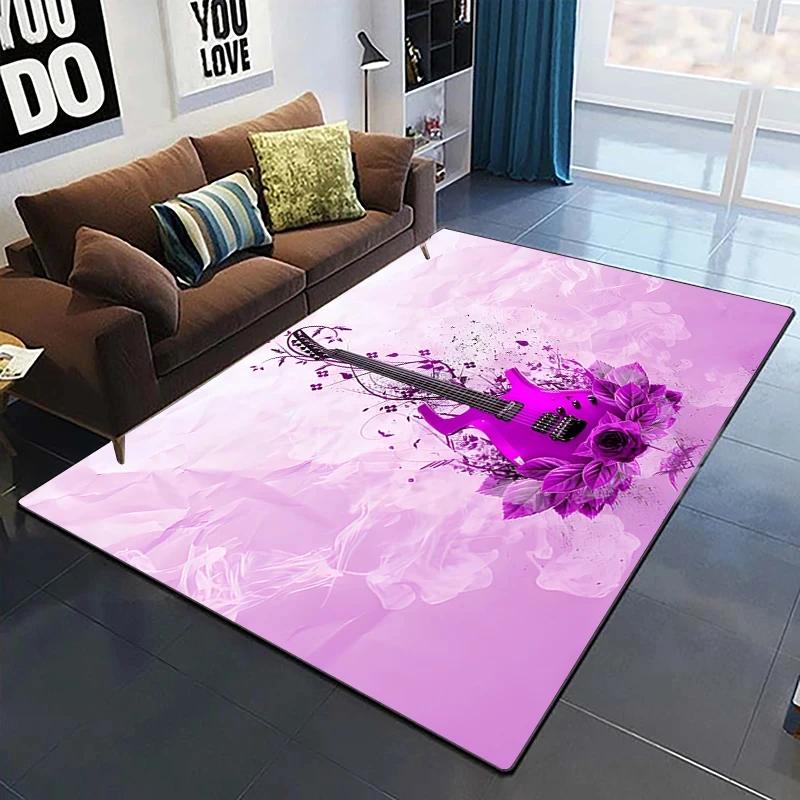 Colorful Music Guitar Melody 3D Printed Carpets for Living Room Non-Slip Area Rug Bedroom Bedside Home Decor Washable Floor Mat