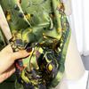 1 Pcs 90X180 Retro Chinese-style Green Animal, Crane and Flower Long Scarf, Paired with an Air-conditioned Shawl for Women