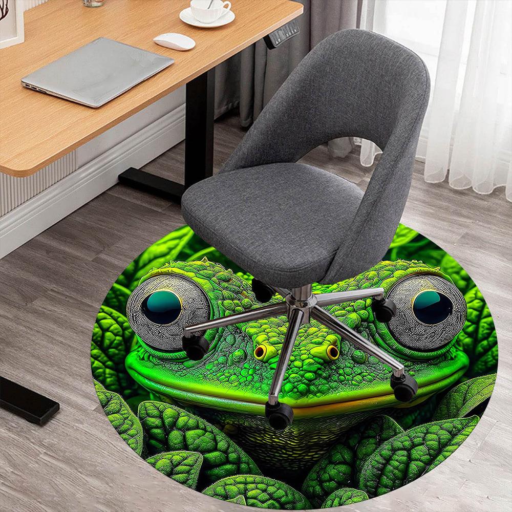 

1pc Lizard, Green Pattern Office Round Rugs, Under Chair Round Rugs for Living Room, Bedroom, Bathroom Decoration Carpet 091834 80cm by 80cm