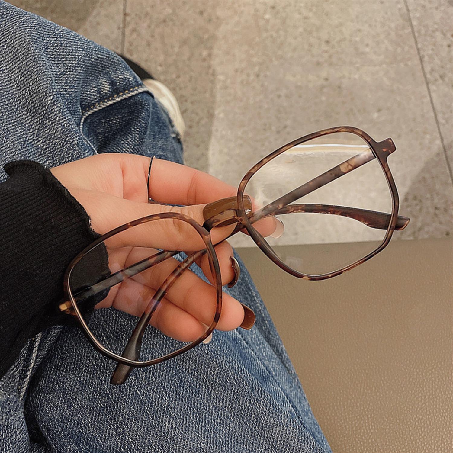 

Vision Comfort Cyberpunk-Inspired Square Glasses - Full Frame Lightweight Pc Material For Computer Tv Phone Use