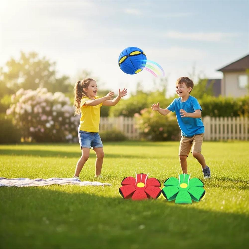 Non-Toxic Glowing Up Magic Saucer Ufo Ball Squishy Transformable Bouncing Ball Toy With 6 Light Parent-Child Interactive Kids Gift