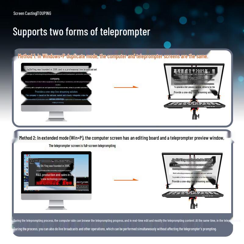 JIA SHI YING JS22P Smart AI Dual-Screen Teleprompter