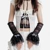 1 Pair Elegant Thin Lace Lace Arm Sleeves Bowknot Design Breathable Sun Protection Sleeves Arm Covers Daily Wear
