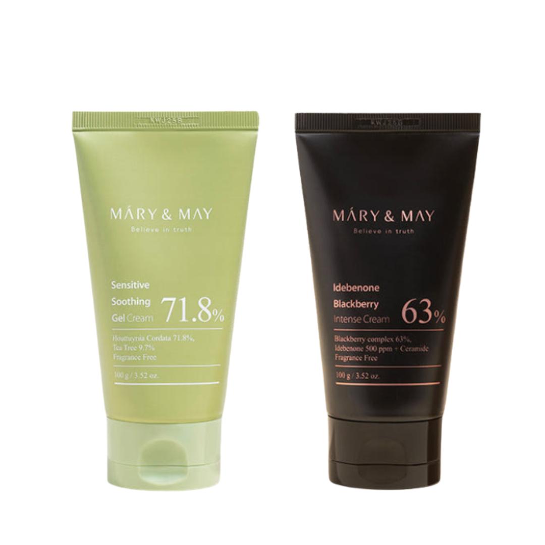 MARY & MAY Sensitive Soothing Gel Cream & Idebenone Blackberry Intense Cream Duo Set 200ml