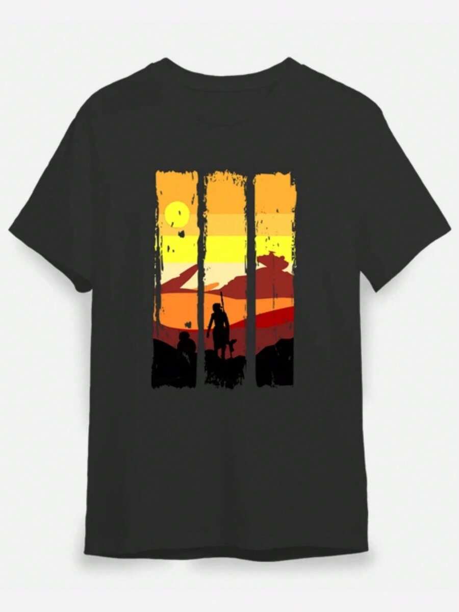 

Unisex s Casual Round Neck Short Sleeve T-Shirt Digital Print M