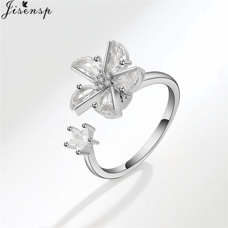 Luxury Anxiety Ring Fidget Spinner Ring for Women Crystal Flower Butterfly Animal Finger Ring Rotate Anti Stress Wedding Jewerly