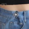 Pant Waist Tightener Flower Design Button Reusable Waist Adjuster No-Sewing Adjustable Waist Buckle for Loose Jeans Skirts