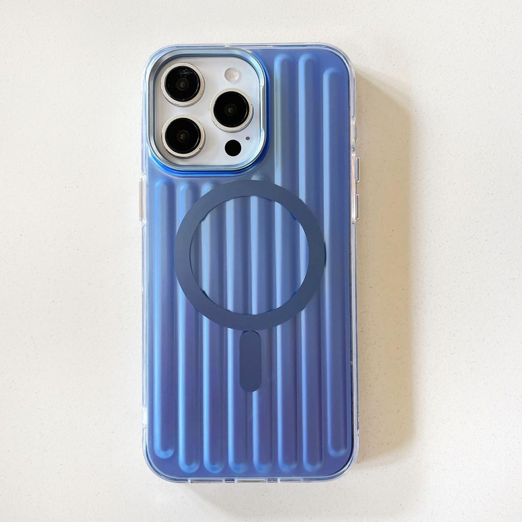 Business 3D Corrugated Stripe Stylish Luggage Phone Case for IPhone 17 16 15 14 Pro Max for Magsafe Magnetic Shockproof Cover