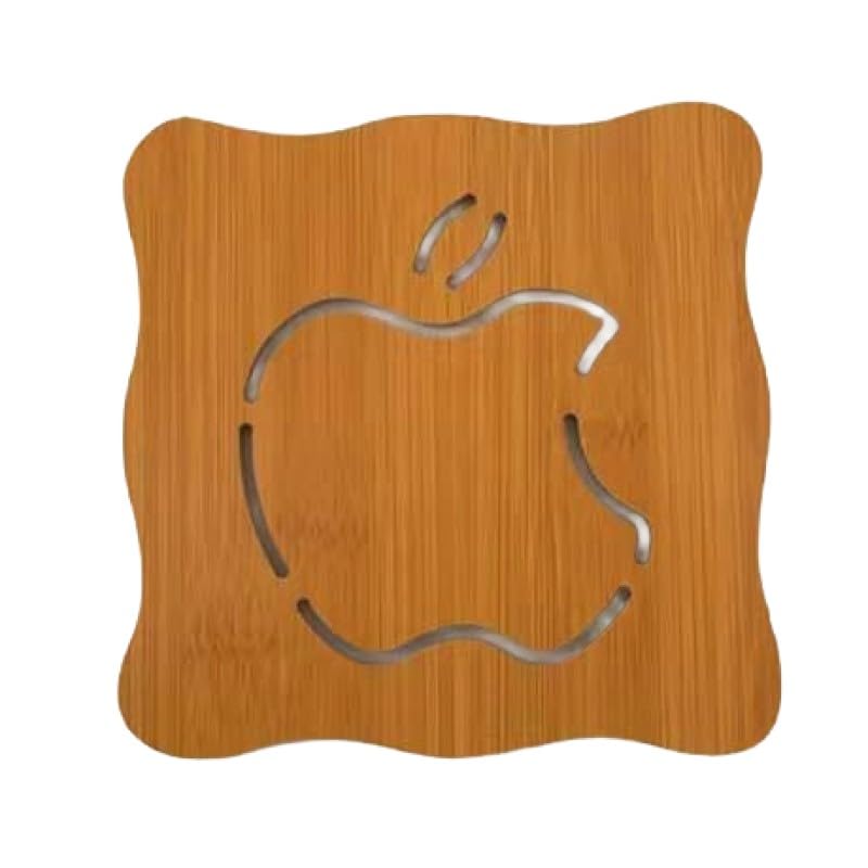 Wooden Insulated Cute Animal Thick with Kitchenware Coaster, Mat, Design, Placemat, Non-Slip Pad, (Apple)
