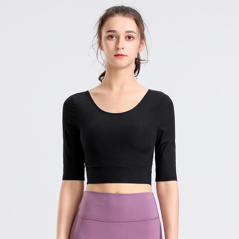 

Новая одежда для йоги с красивой спиной, футболка с короткими рукавами, женские быстросохнущие топы с открытой спиной для занятий спортом, бега, фитнеса, йоги XL чёрный