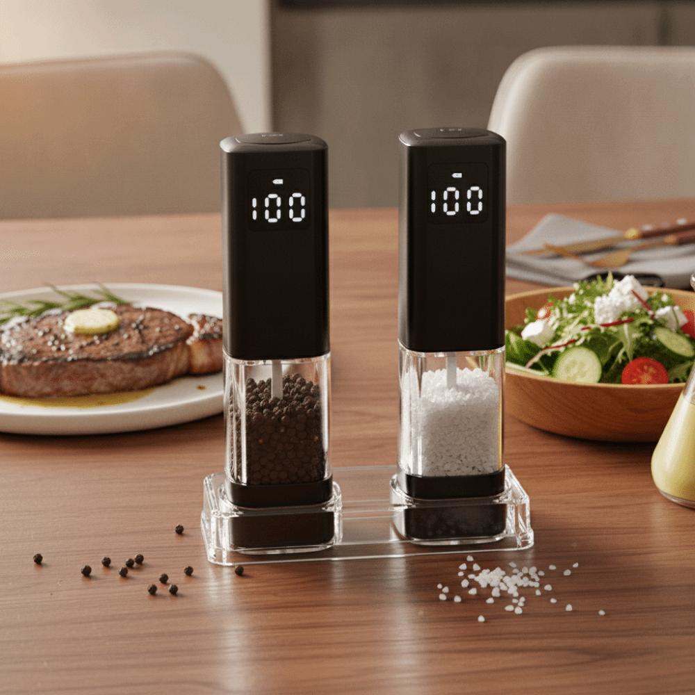 Rechargeable Electric Salt and Pepper Grinder Adjustable Particle Coarseness Spice Mill Restaurant