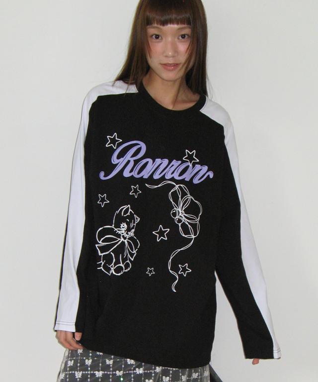 RONRON Colored Crayon Cat Long Sleeve Black
