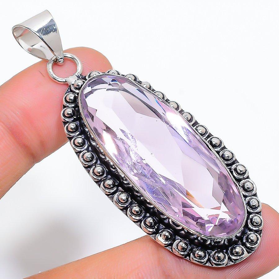 

Pink Kunzite Gemstone Handmade Ethnic Jewelry Pendant 2.56 VR-3932