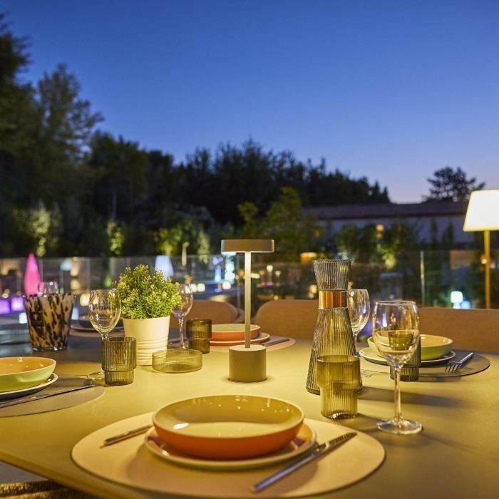 Lampe de table sans fil - LUMISKY - ROBY GREY - H30 cm - Touch en aluminium - Gris clair - LED