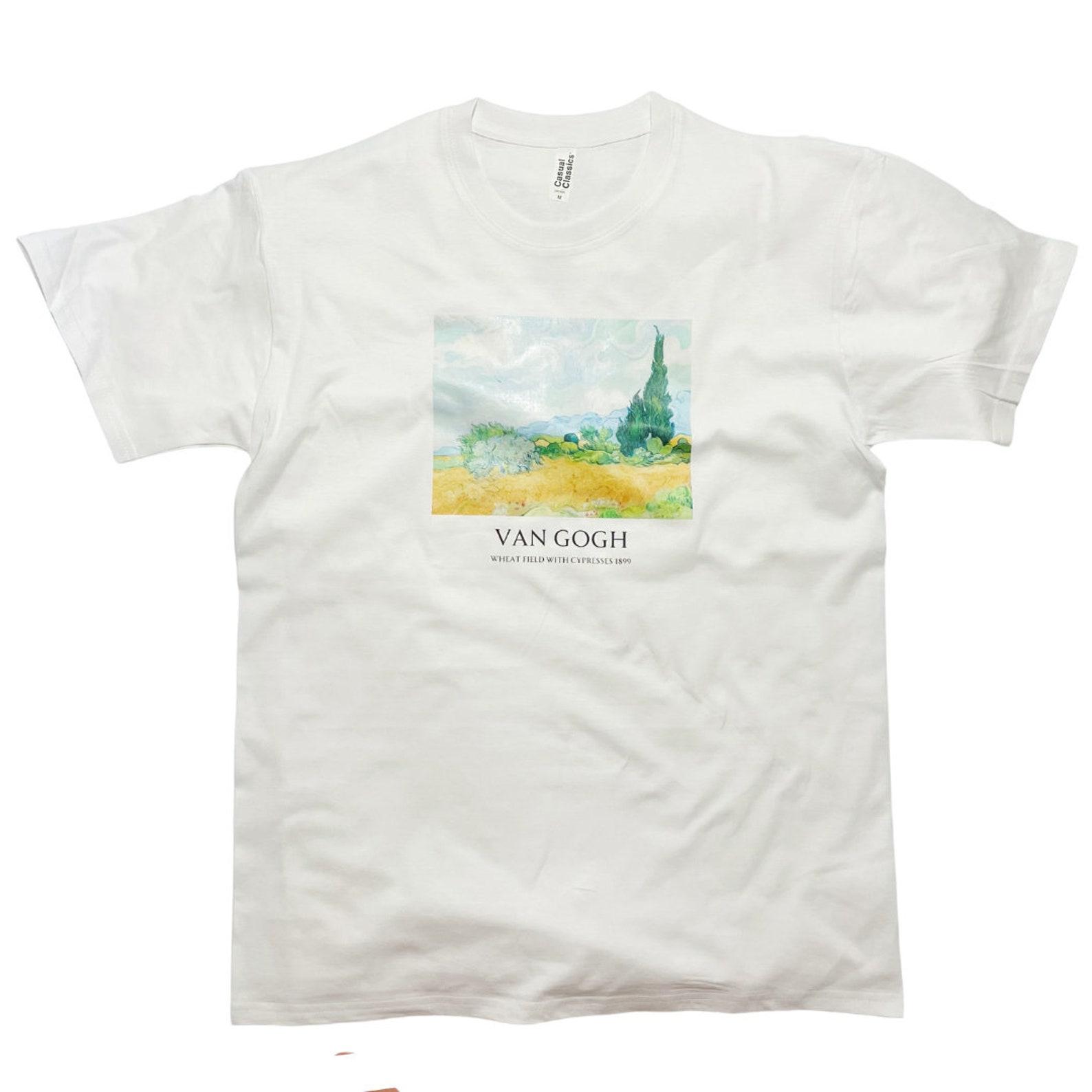Van Gogh Wheat Field With Cypresses T-Shirt With Title L