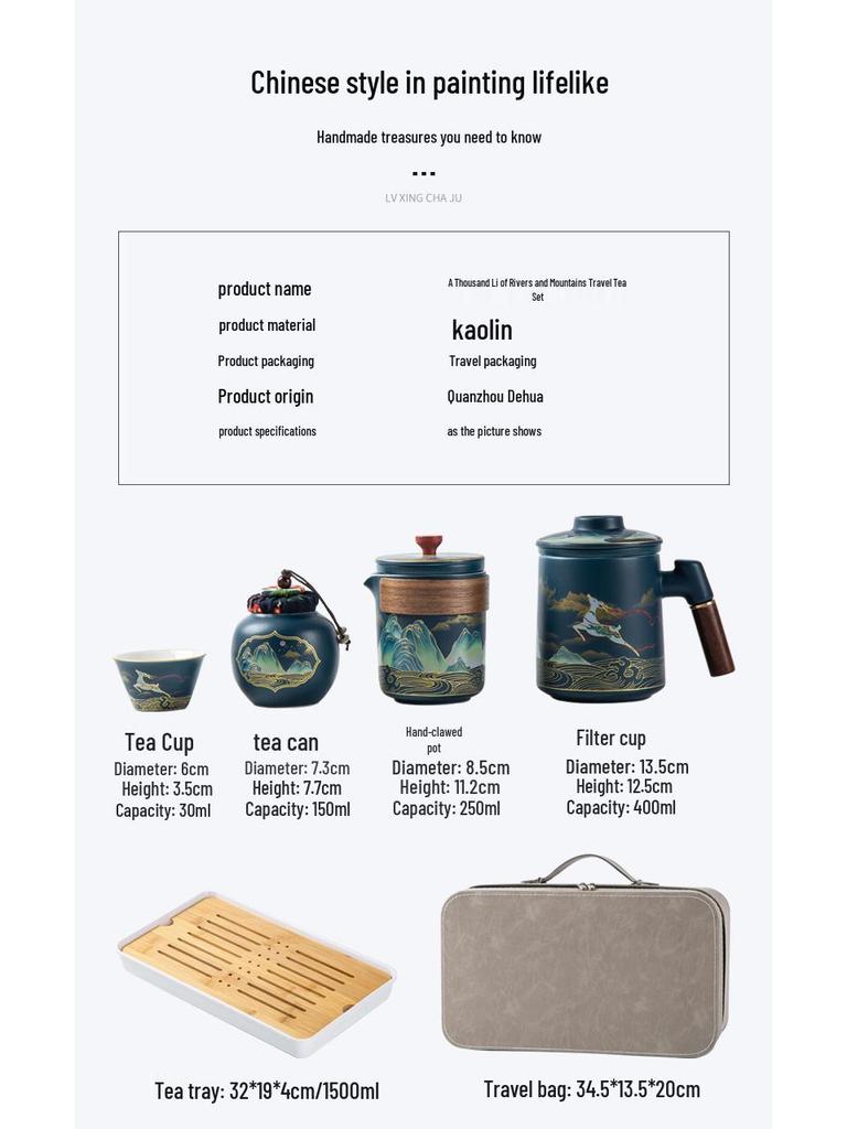 A Thousand Li of Rivers and Mountains Tea Set: Elegant Gift Box for Friends and Elders