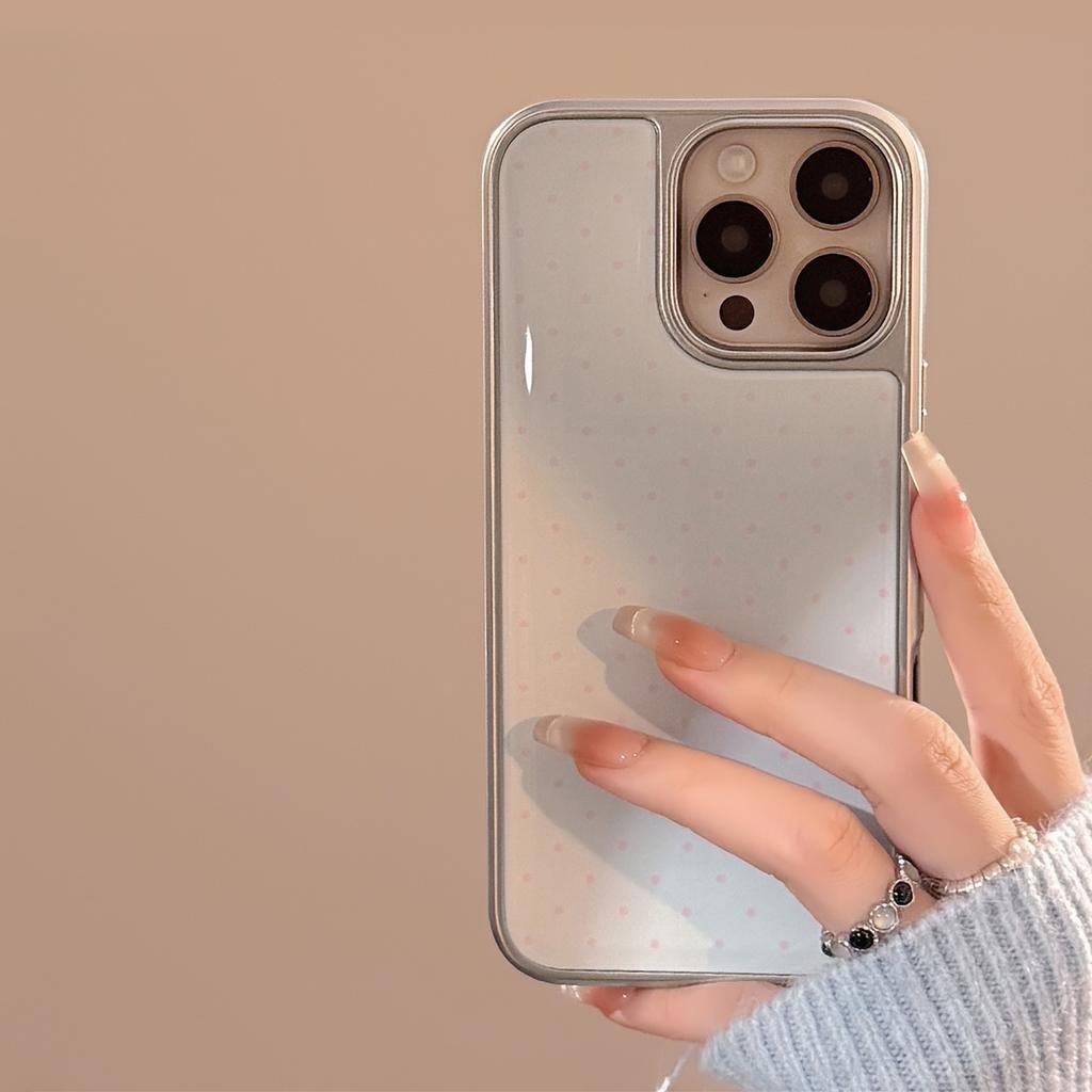 Electroplating Ins Simple Polka Dots Suitable for 16 Apple 15 Pro Max Mobile Phone Case Iphone 14 Drop Glue 13 Han Huawei