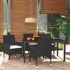 5 Pcs Poly Rattan Garden Dining Set with Cushions