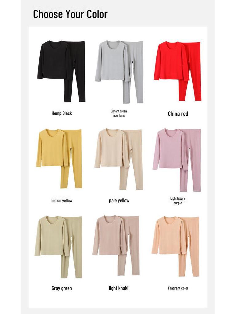 Men's and Women's Lyocelle Velvet Thermal Underwear Set - Warm Autumn and Winter Suit