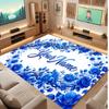 Floral Garden Theme Crystal Velvet Floor Rug Personalized Custom Name Text Warm Carpet Home Decoration