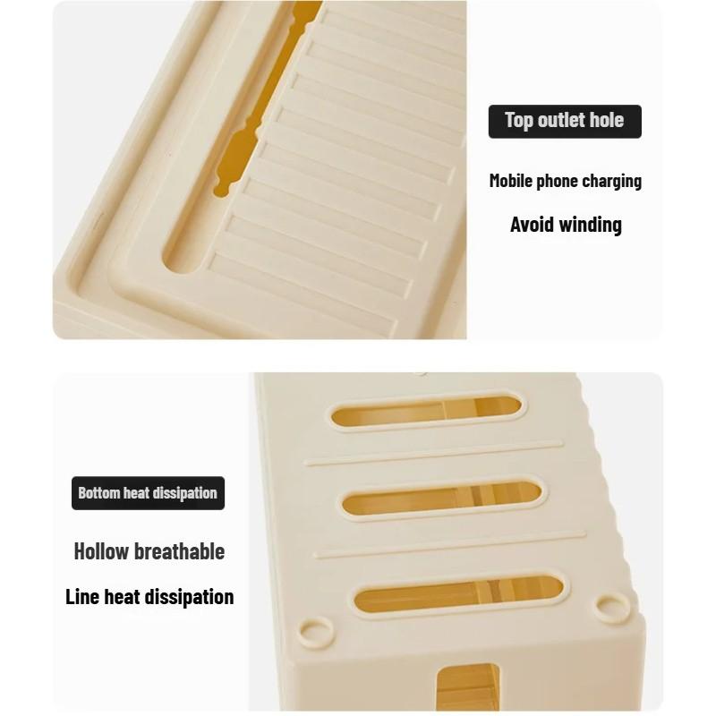 Cable Storage Box with Lid for Home Office Industrial Style High Capacity Cord Organizer Desktop Socket Cable Management Box