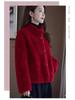 2025 Plus Size Korean Style Red Coat: Autumn/Winter Fashion - Loose Fit for Women
