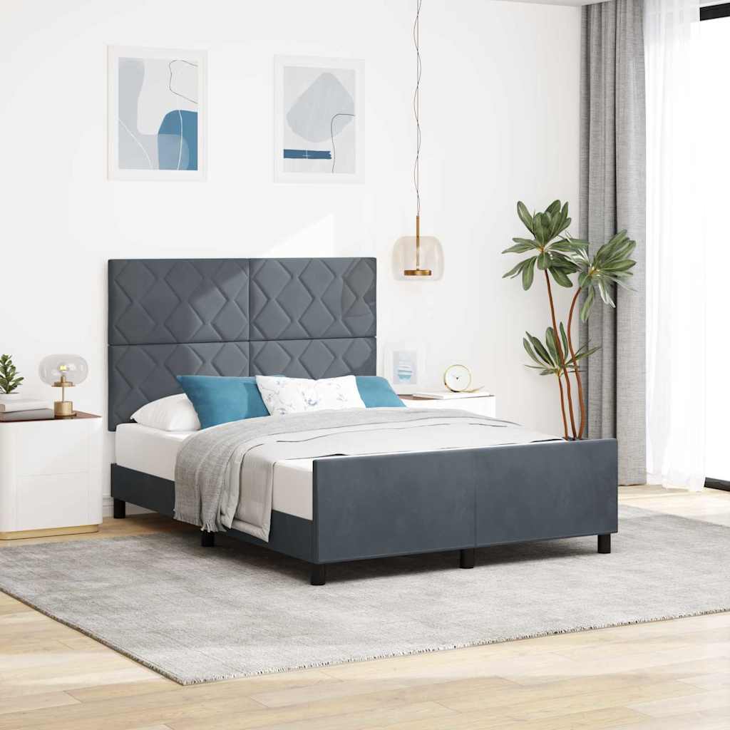 Boxspring Bed with Headboard Dark Grey 140 x 200 cm Velvet