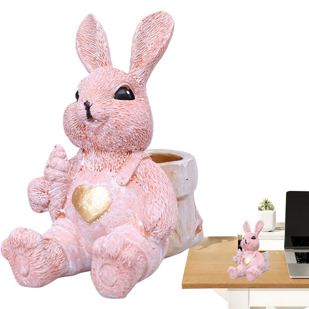 Easter Bunny Statue Adorable Collectible Easter Rabbit Ornaments Spring Home Decor Bunny Figurines for Shelf Table Nursery